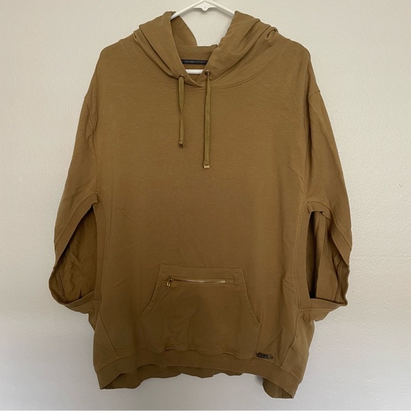 Calvin Klein Performance Short Sleeve Hoodie Size XL Dark Beige Poncho Quick Dry - Picture 1 of 9